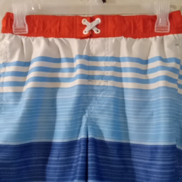 Revolution Red and Blue Swim Trunks with Striped Design - Picture 2 of 4